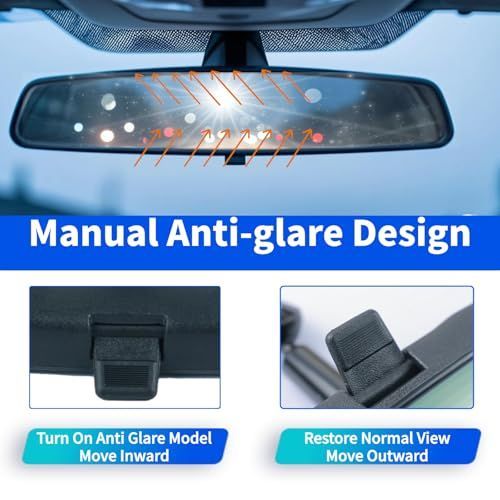 10.5" Interior Rear View Mirror Universal Car Rearview Mirror Anti-Glare Wide view 4