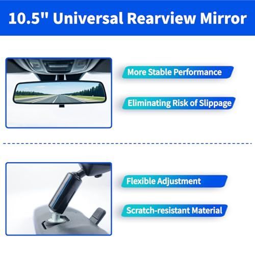 10.5" Interior Rear View Mirror Universal Car Rearview Mirror Anti-Glare Wide view 5