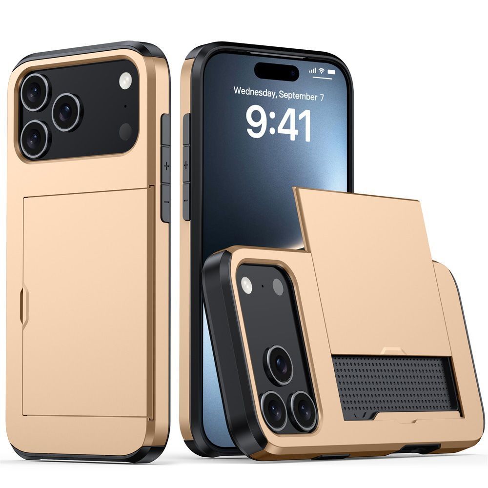 For iPhone with Card Holder Black Heavy Duty Protective Dual Layer Shockproof view 12