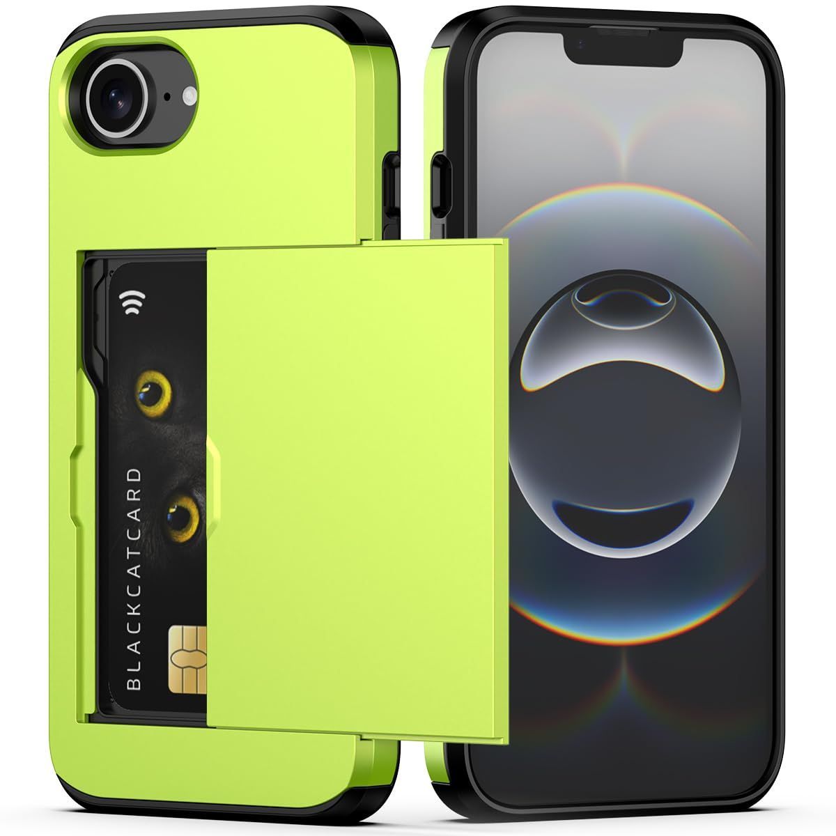 For iPhone with Card Holder Black Heavy Duty Protective Dual Layer Shockproof view 11