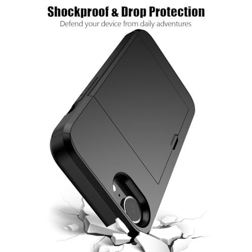For iPhone with Card Holder Black Heavy Duty Protective Dual Layer Shockproof view 6