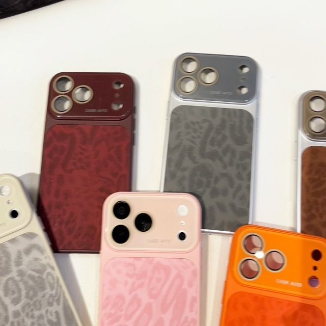 For iPhone Case,Cheetah Print，Orange Fashion Leopard Design,Crystal Camera view 7