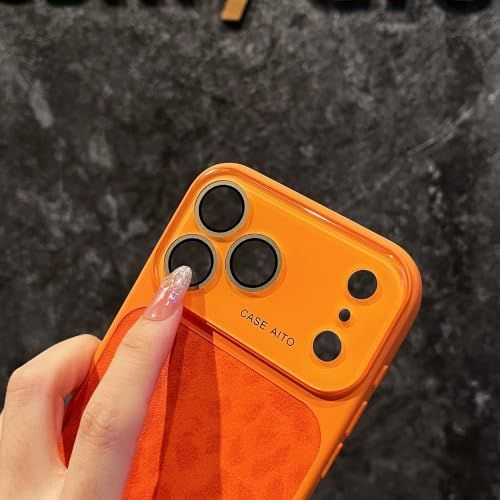 For iPhone Case,Cheetah Print，Orange Fashion Leopard Design,Crystal Camera view 7
