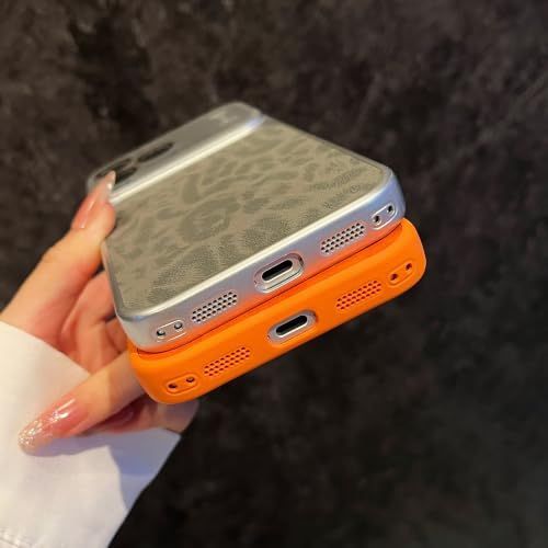 For iPhone Case,Cheetah Print，Orange Fashion Leopard Design,Crystal Camera view 6