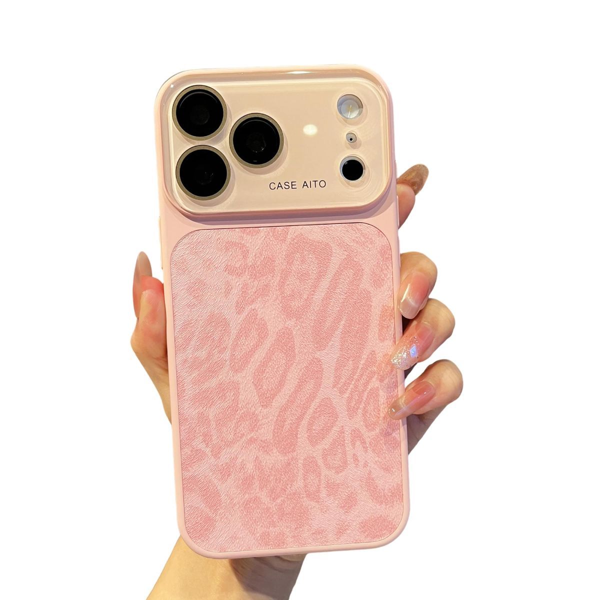 For iPhone Case,Cheetah Print，Orange Fashion Leopard Design,Crystal Camera view 9