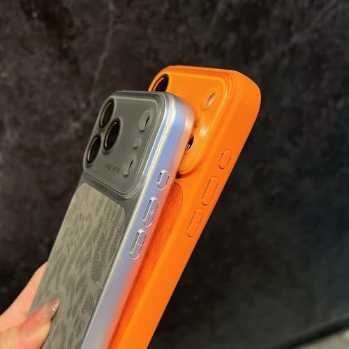 For iPhone Case,Cheetah Print，Orange Fashion Leopard Design,Crystal Camera view 5