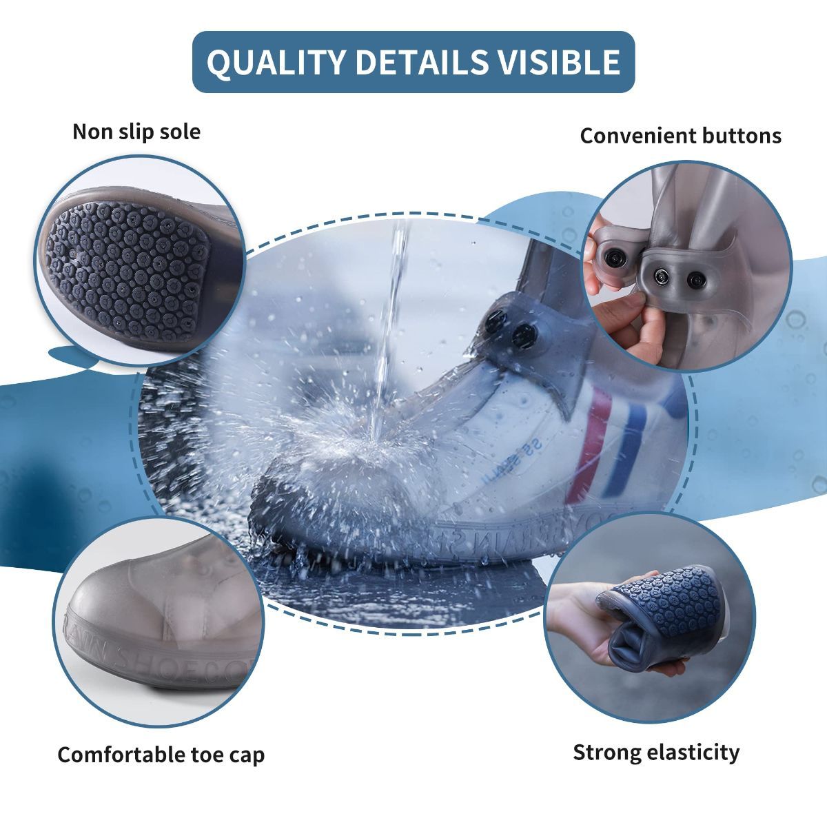 Rain Boot Covers Waterproof Rain Shoe Covers Silicone Shoe Protector Overshoes view 2