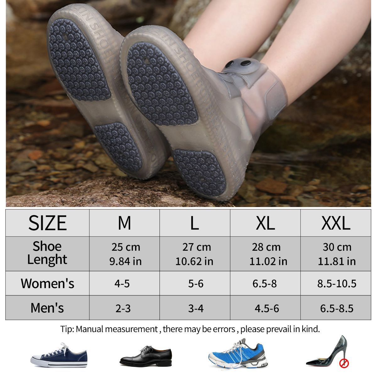 Rain Boot Covers Waterproof Rain Shoe Covers Silicone Shoe Protector Overshoes view 3