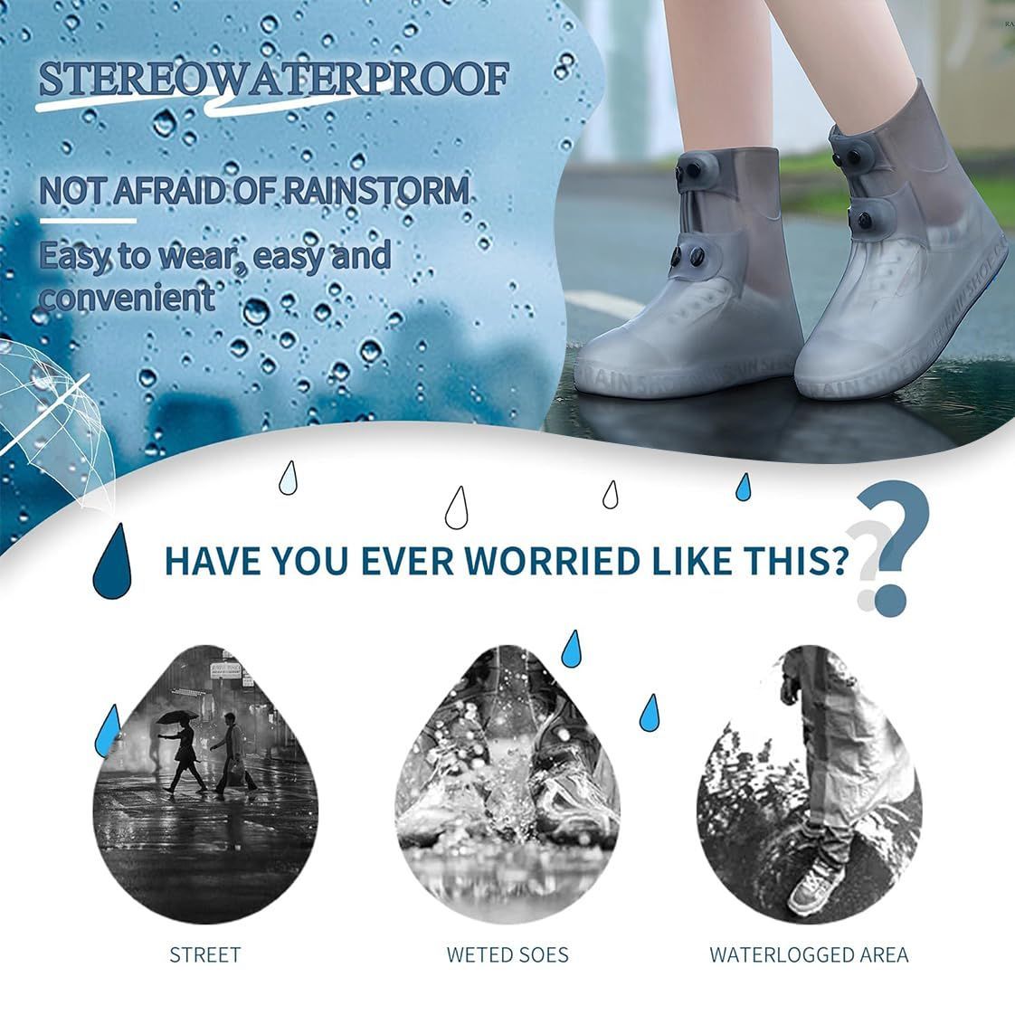 Rain Boot Covers Waterproof Rain Shoe Covers Silicone Shoe Protector Overshoes view 5