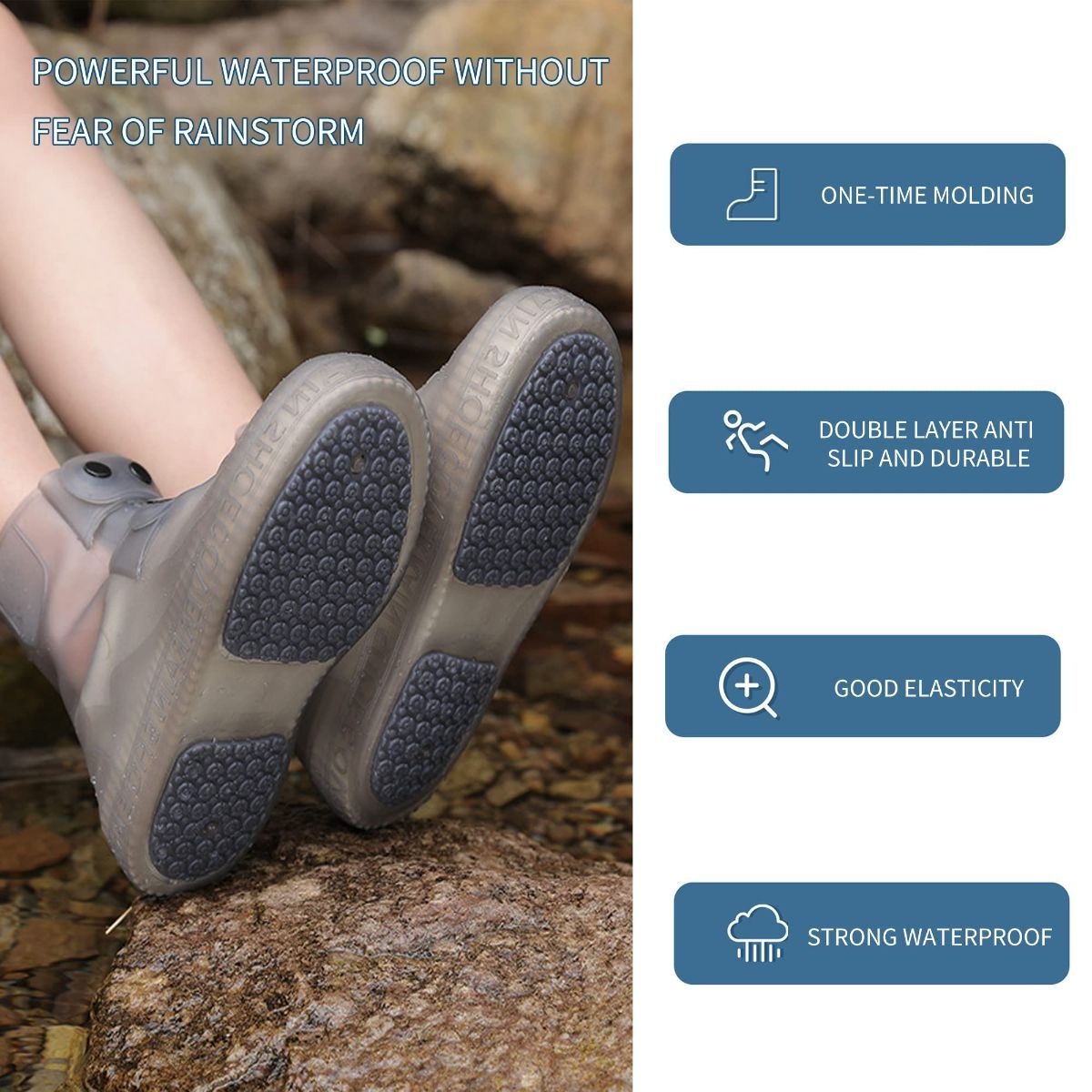 Rain Boot Covers Waterproof Rain Shoe Covers Silicone Shoe Protector Overshoes view 6