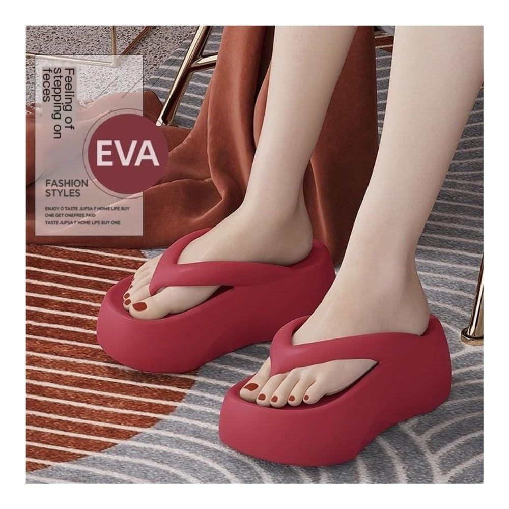 Sandals, 7CM Thick Sole Height-Increasing Flip Flops for Women, Summer Comfort view 3
