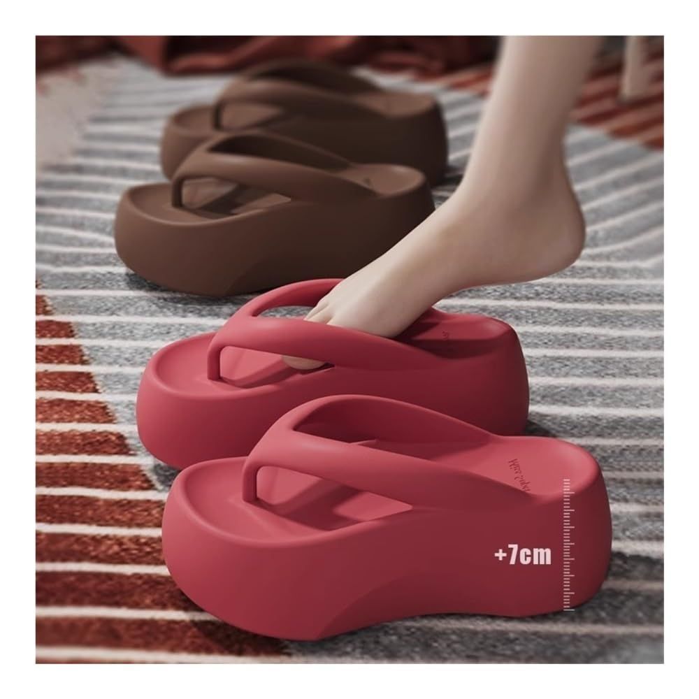 Sandals, 7CM Thick Sole Height-Increasing Flip Flops for Women, Summer Comfort view 6