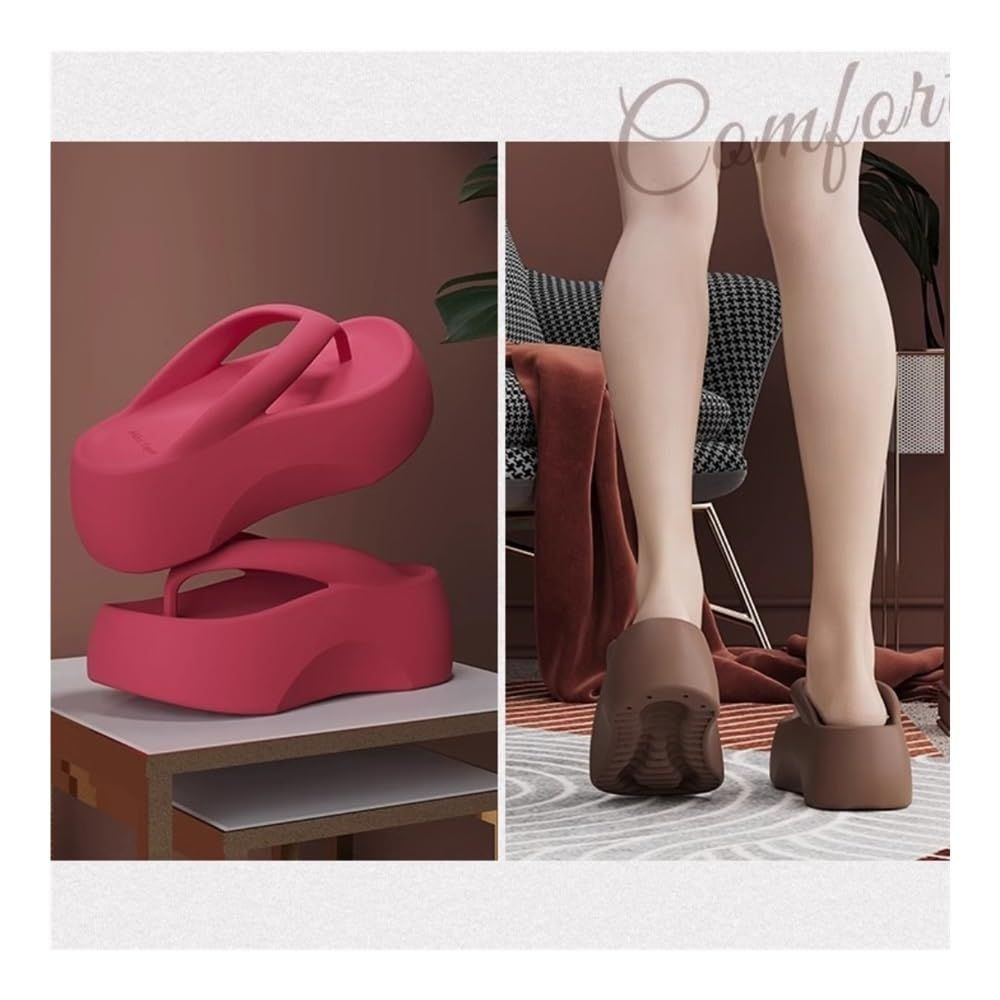Sandals, 7CM Thick Sole Height-Increasing Flip Flops for Women, Summer Comfort view 7