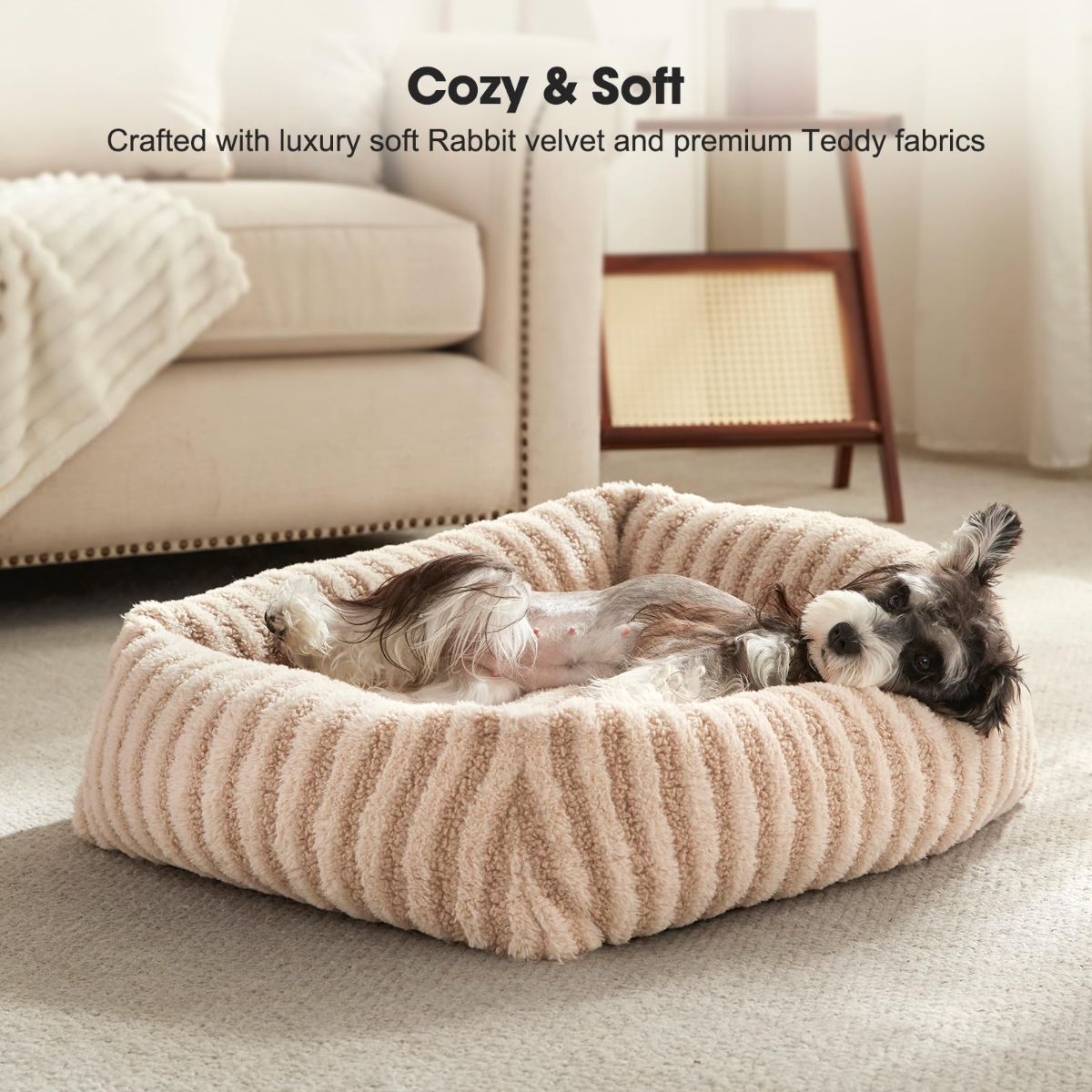 Dog Bed Soft Dog Bed Rabbit Velvet Dog Bed Teddy Fabric Dog Bed Cozy Dog Bed view 6