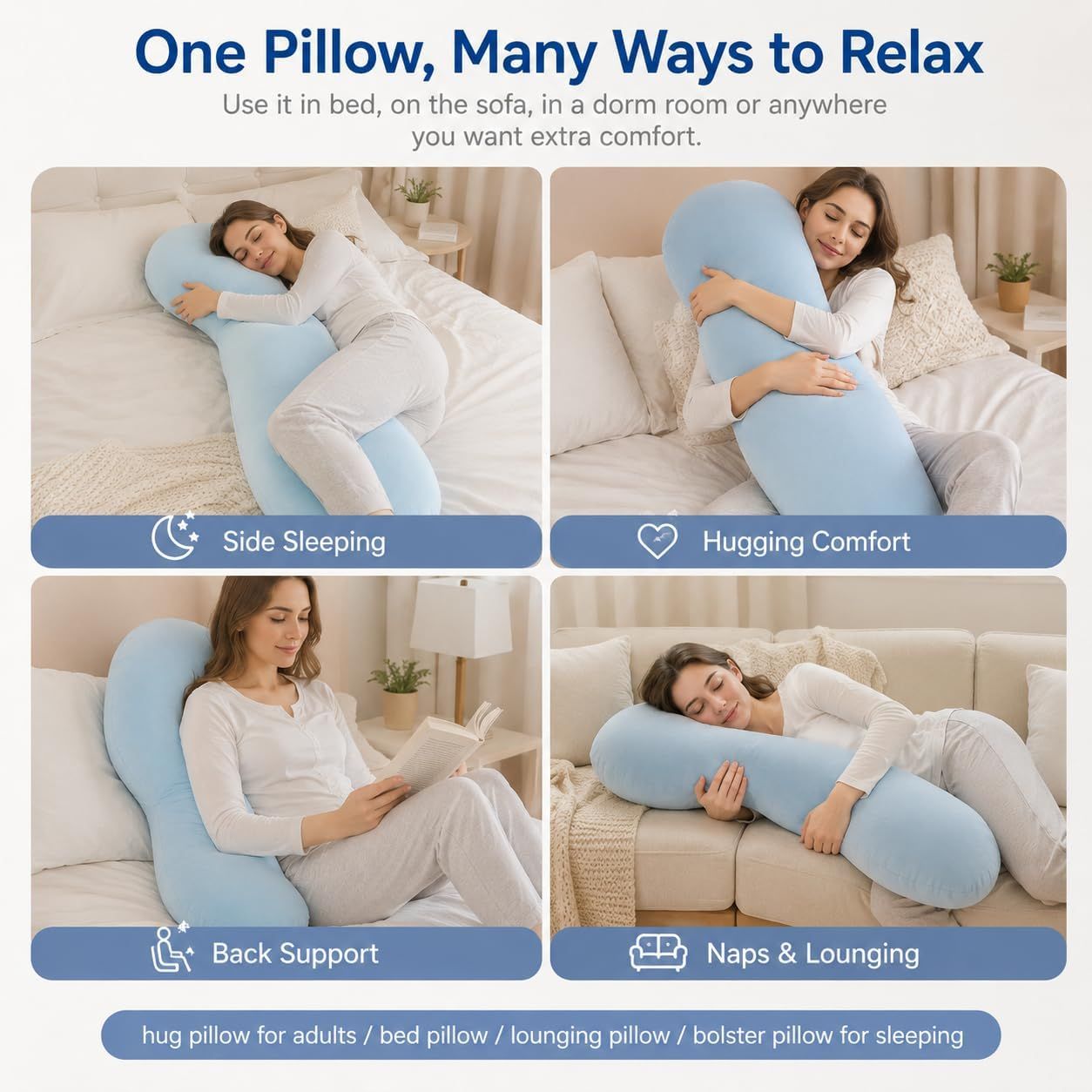 Pea Pod Shape Body Pillow for Adults Full-Body Support Side Sleeper Pillow view 7