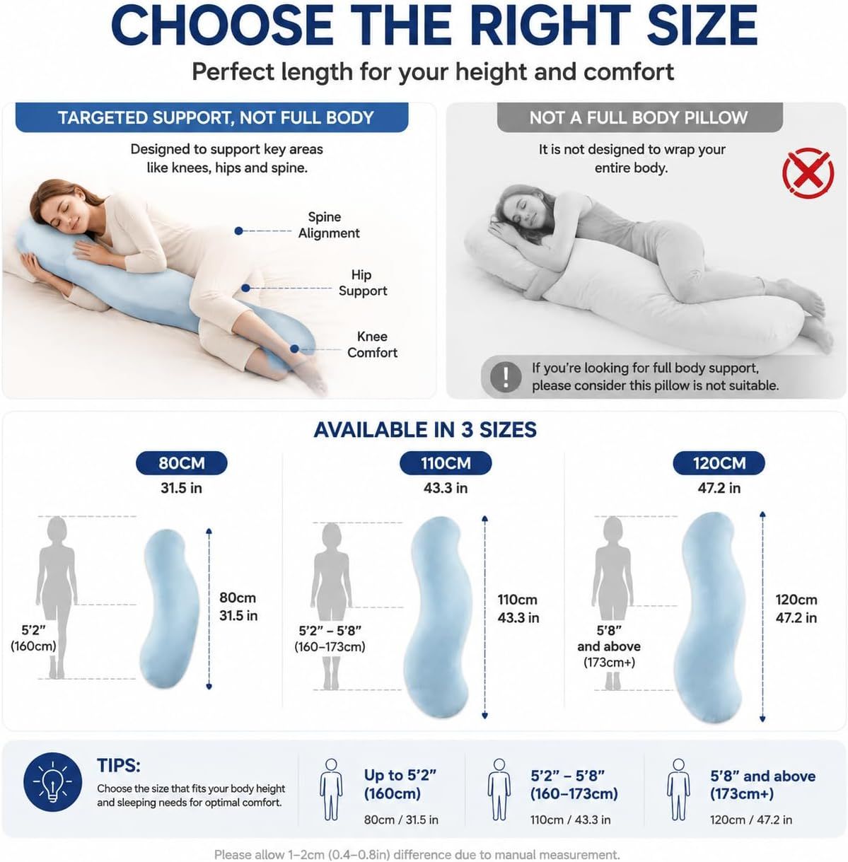 Pea Pod Shape Body Pillow for Adults Full-Body Support Side Sleeper Pillow view 3