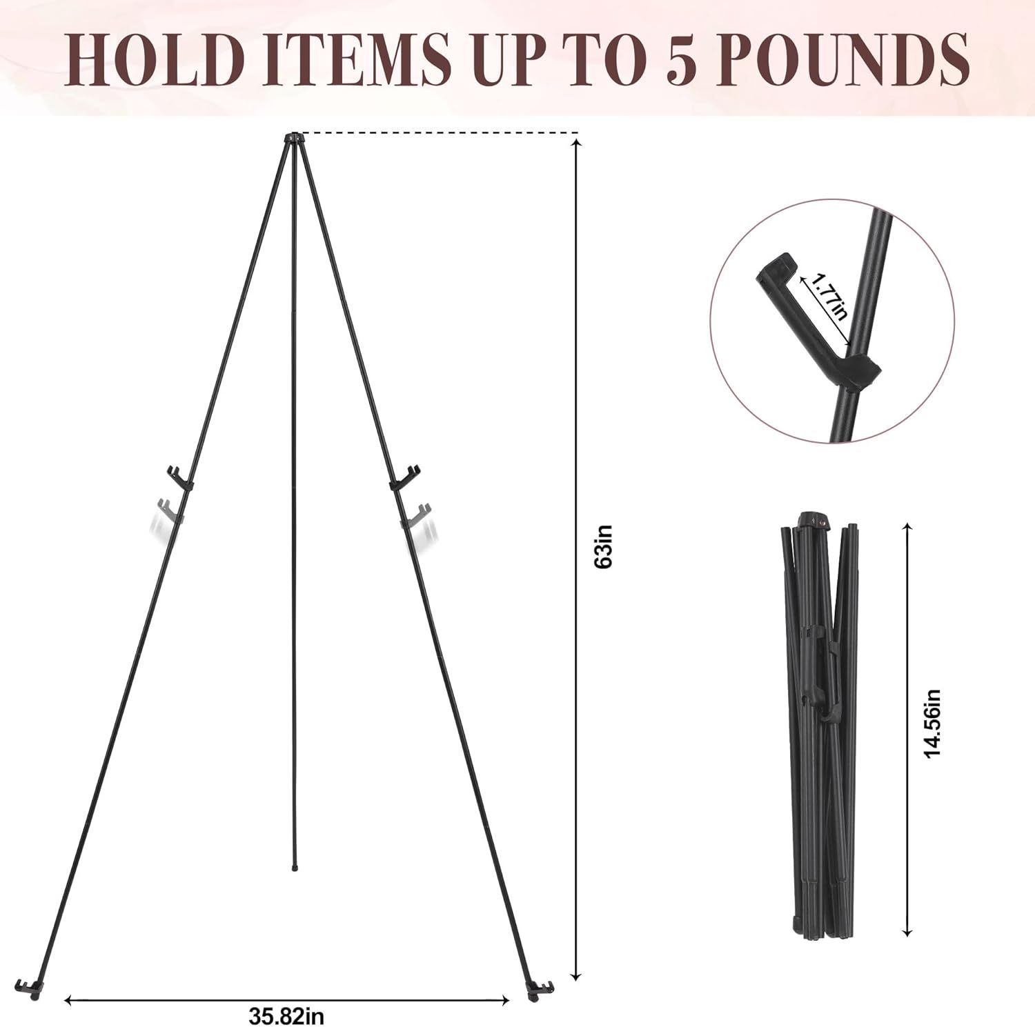 Portable Folding Metal Tripod Easel for Wedding Signs view 5