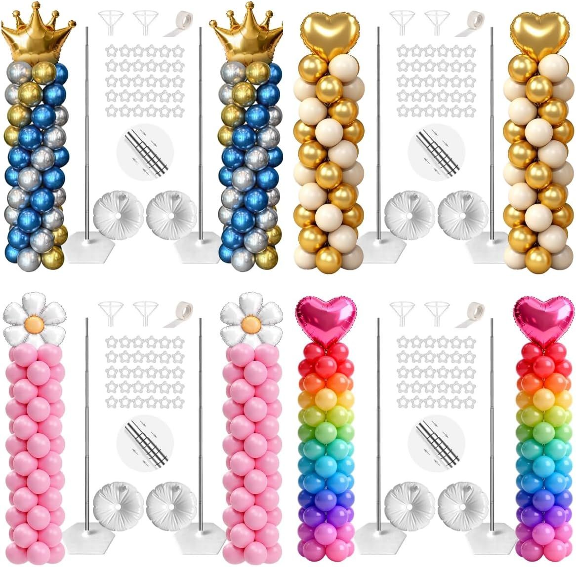 2Pcs Adjustable Metal Balloon Column Stand Kit with Water Base for Birthday view 2