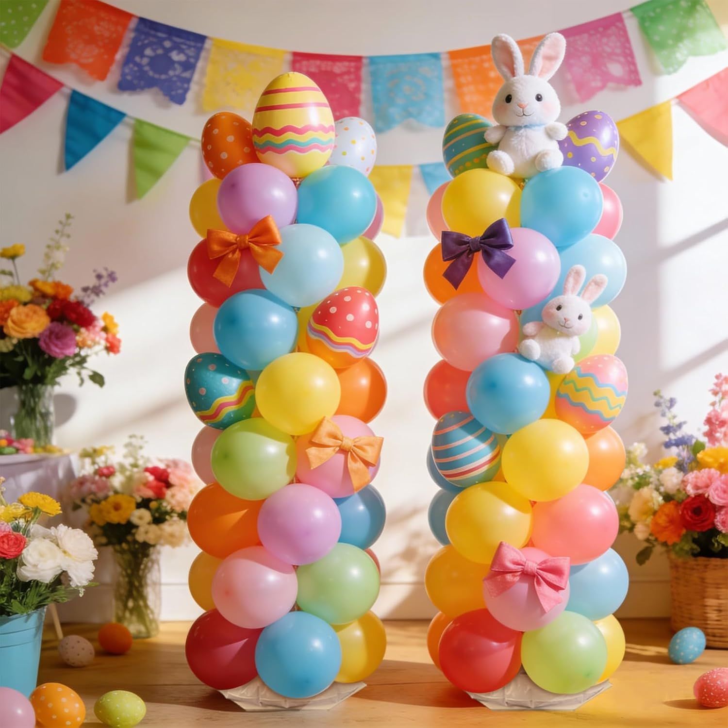 2Pcs Adjustable Metal Balloon Column Stand Kit with Water Base for Birthday view 4
