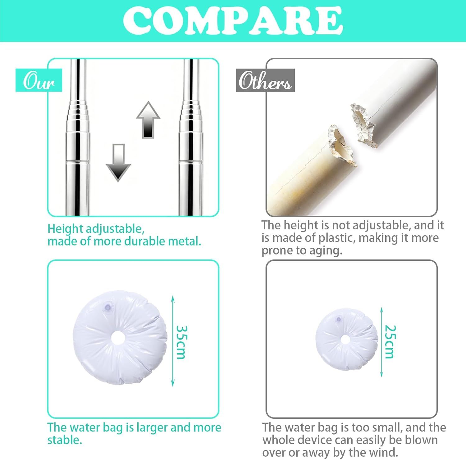 2Pcs Adjustable Metal Balloon Column Stand Kit with Water Base for Birthday view 6