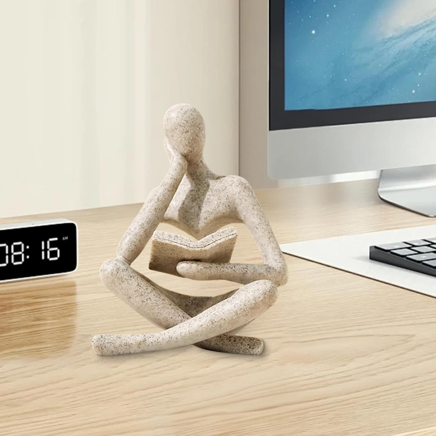 Abstract Reading Thinker Statue for Home Decor view 4