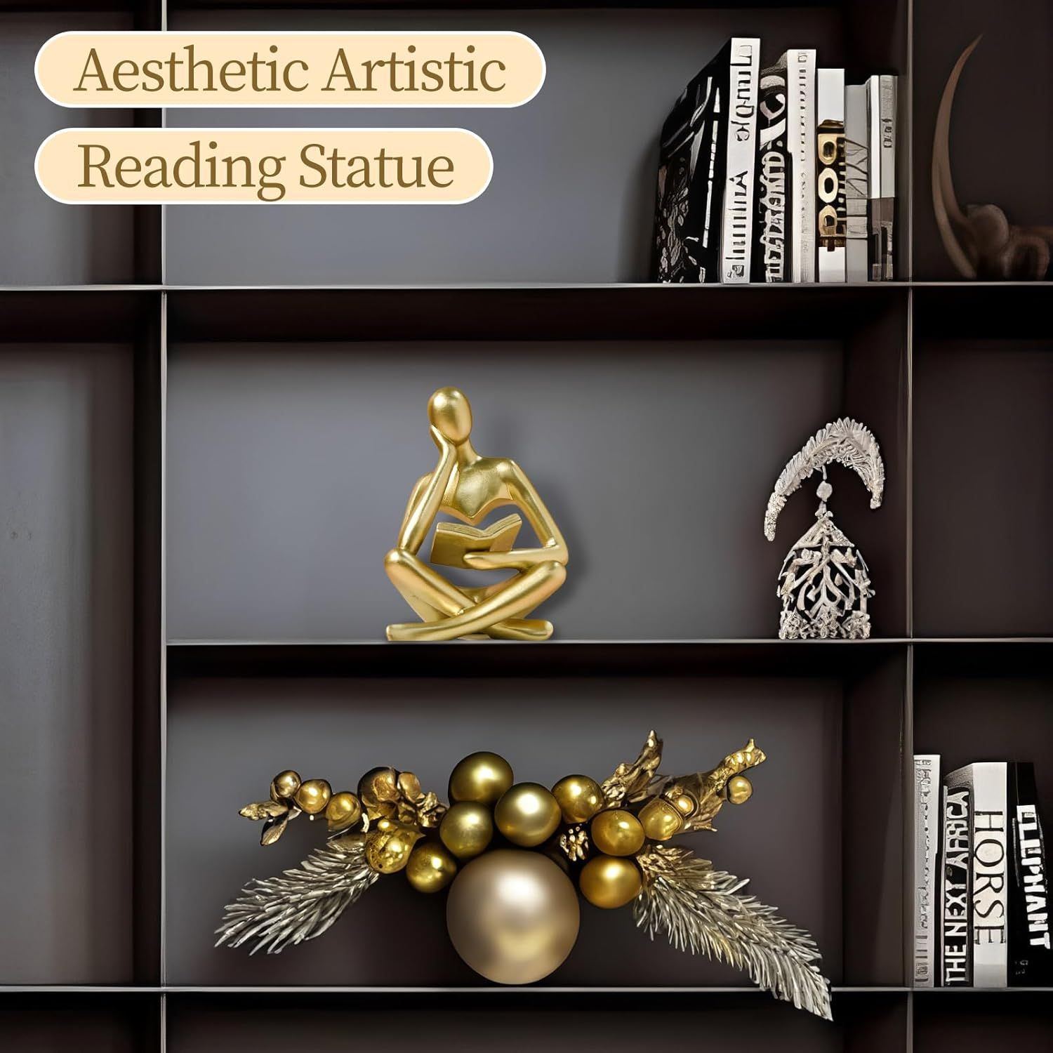 Abstract Reading Thinker Statue for Home Decor view 2