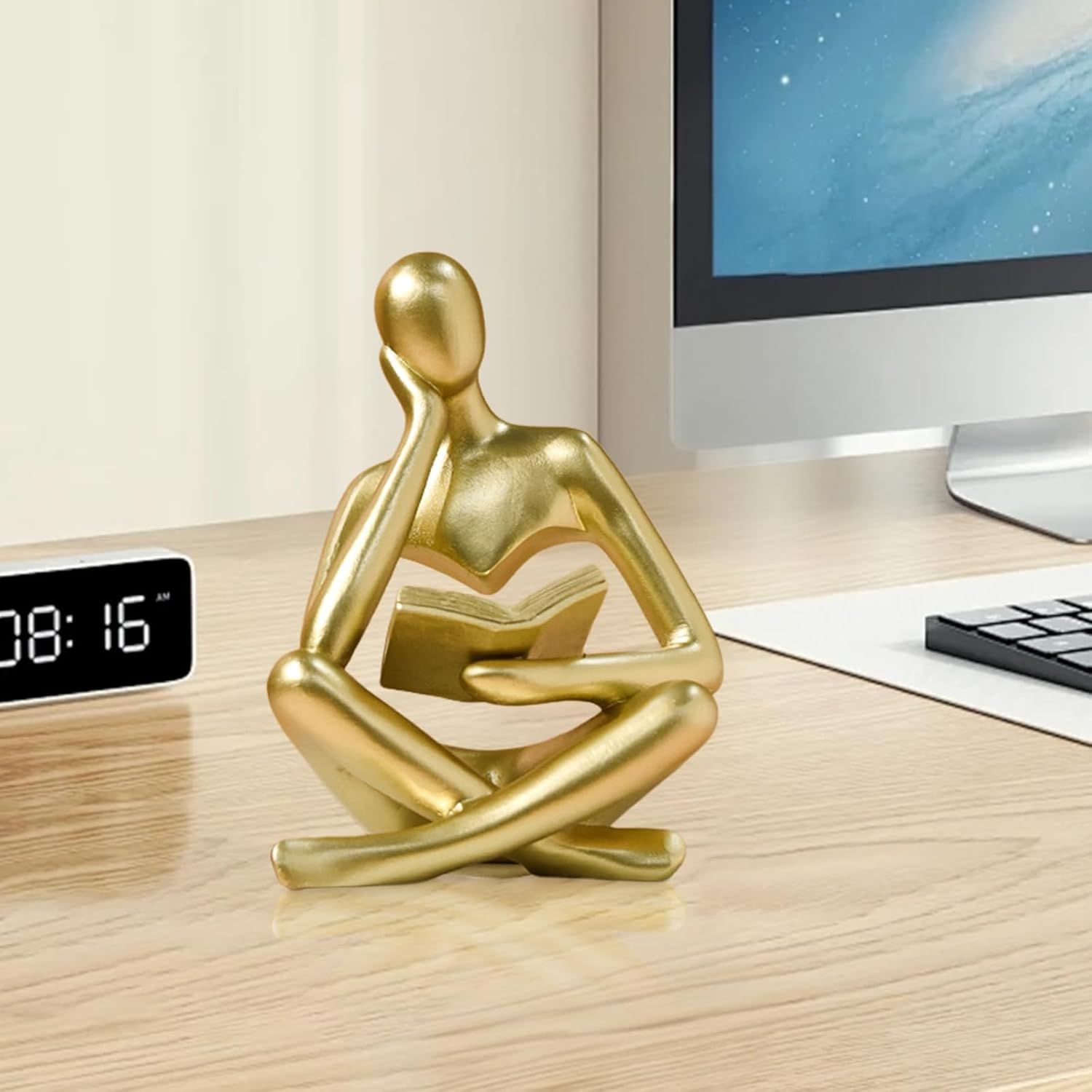 Abstract Reading Thinker Statue for Home Decor view 4