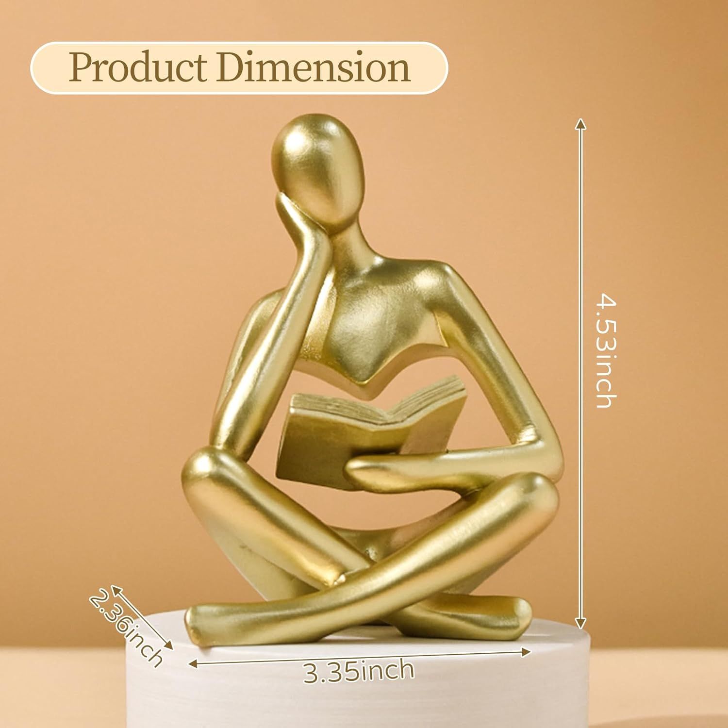 Abstract Reading Thinker Statue for Home Decor view 7