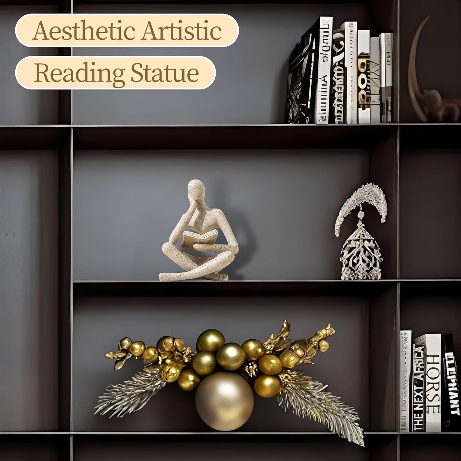 Abstract Reading Thinker Statue for Home Decor view 2