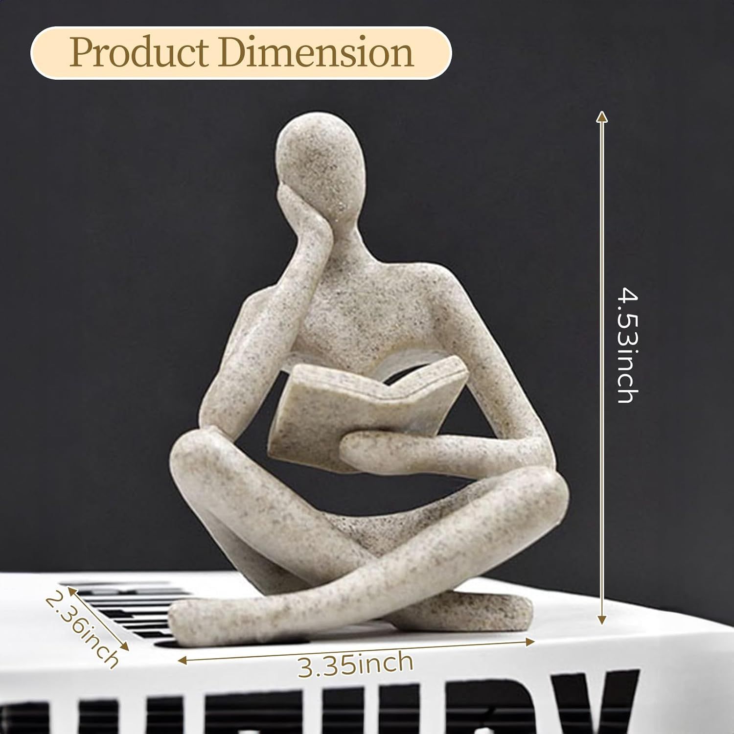 Abstract Reading Thinker Statue for Home Decor view 7