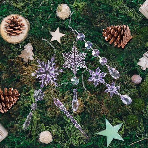36PCS Acrylic Christmas Snowflake & Icicle Ornaments for Xmas Tree view 5