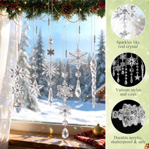 18-Count Clear Acrylic Christmas Ornaments for Tree view 3