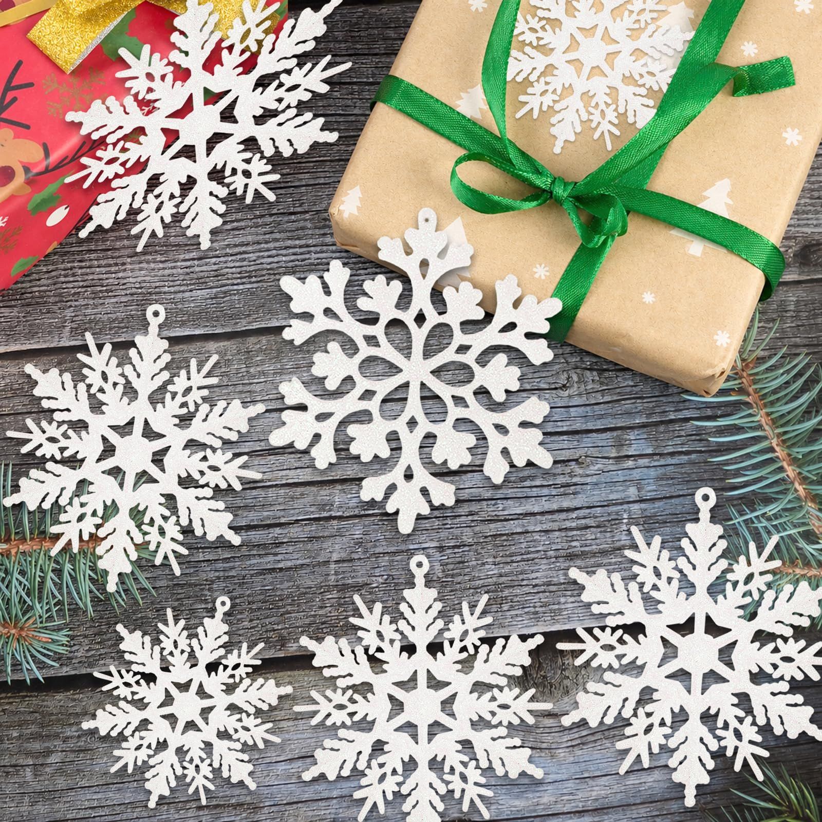 Christmas Snowflake Ornaments for Festive Tree & Holiday Home Decoration (Gold) view 3