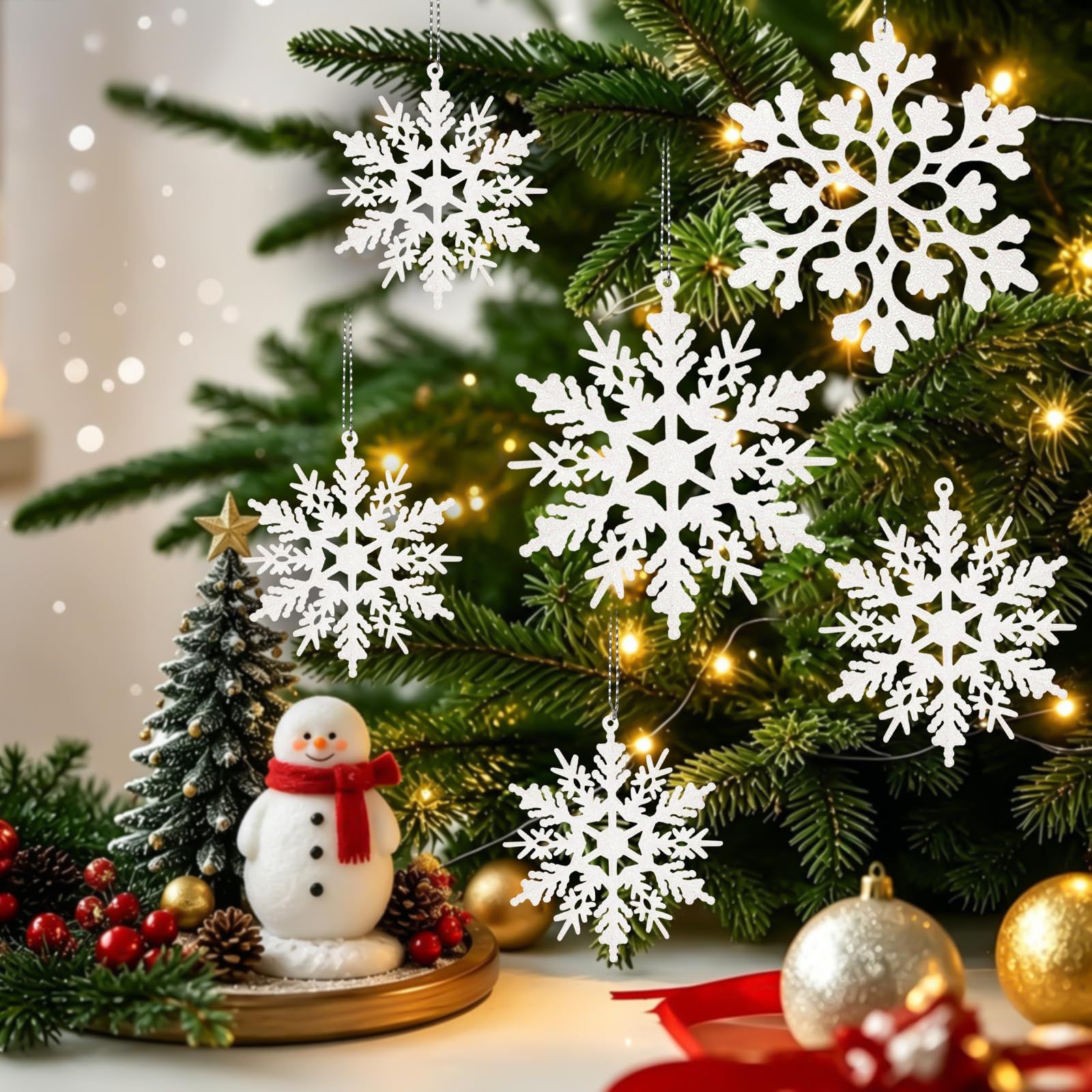 Sparkling Snowflake Ornaments for Christmas Tree view 7