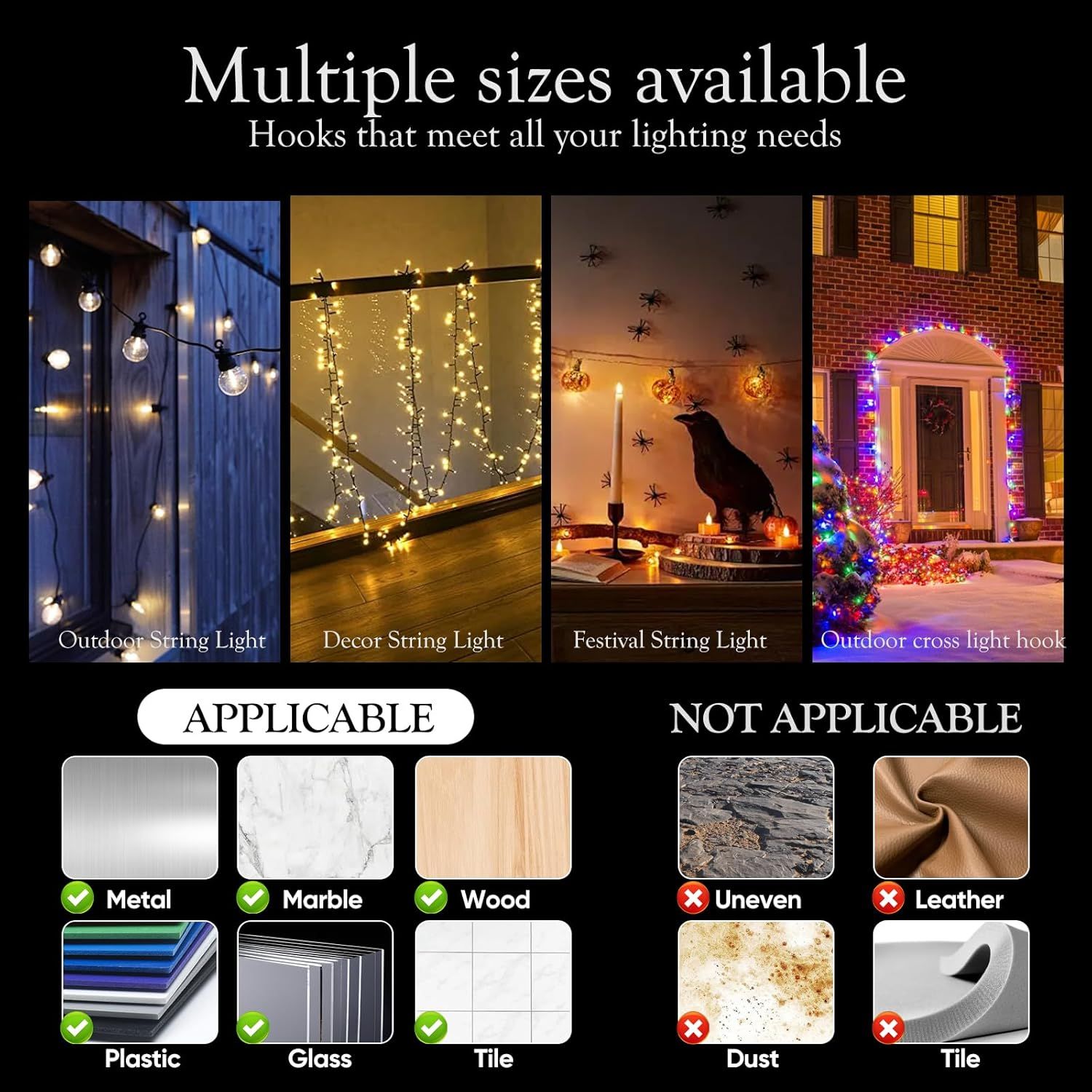 100PCS Heavy Duty Clear Adhesive Hooks for Outdoor String Lights view 4