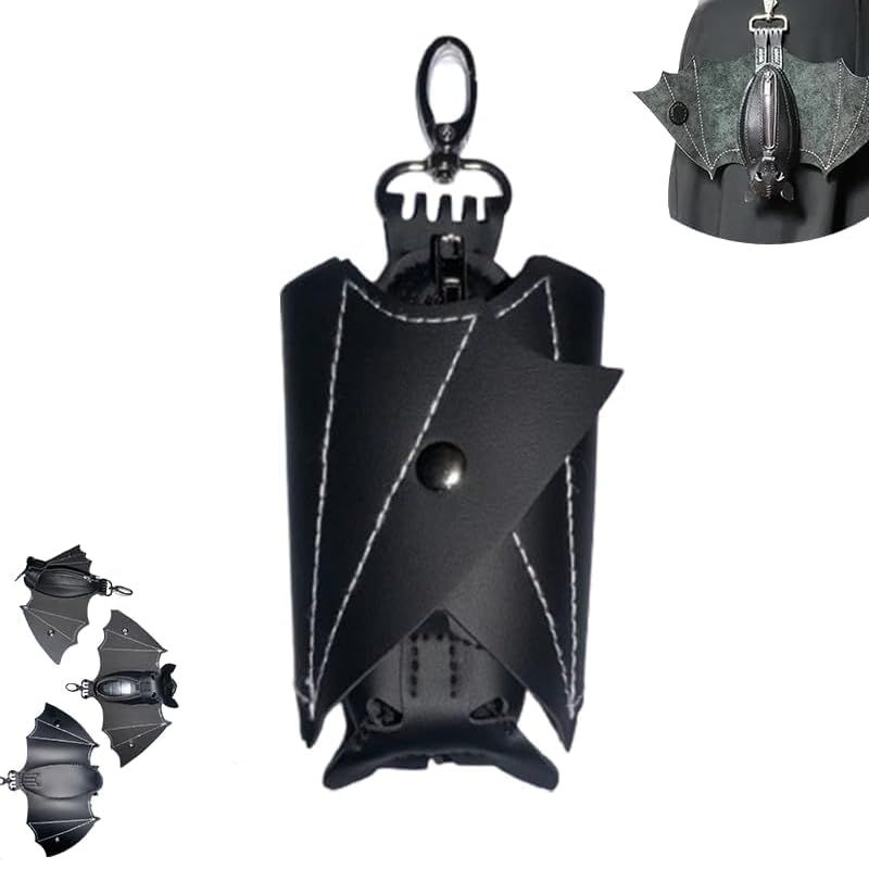 Bat coin purse, handmade bat-shaped coin purse with wings, Gothic leather bat