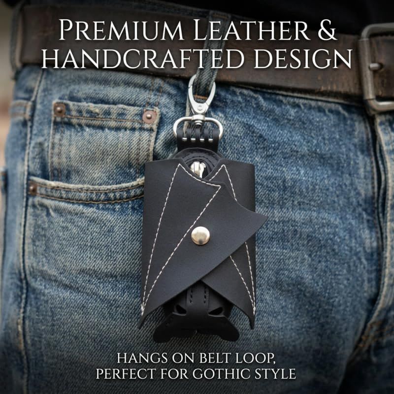 Bat coin purse, handmade bat-shaped coin purse with wings, Gothic leather bat view 2