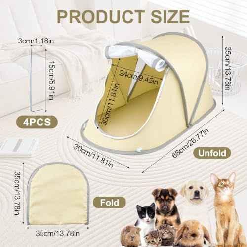 Portable Foldable Pet Tent for Cats Dogs Small Pets Indoor Outdoor Use (Gray) view 2