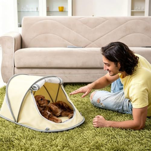 Portable Foldable Pet Tent for Cats Dogs Small Pets Indoor Outdoor Use (Gray) view 5