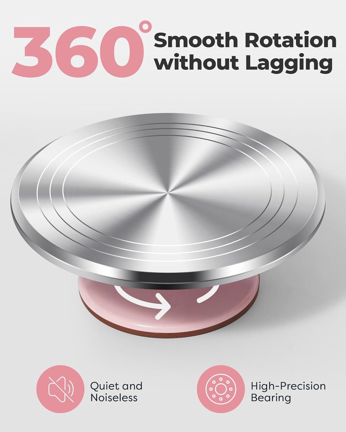 Premium Aluminum Alloy Cake Turntable Set with 3 Icing Scrapers view 3
