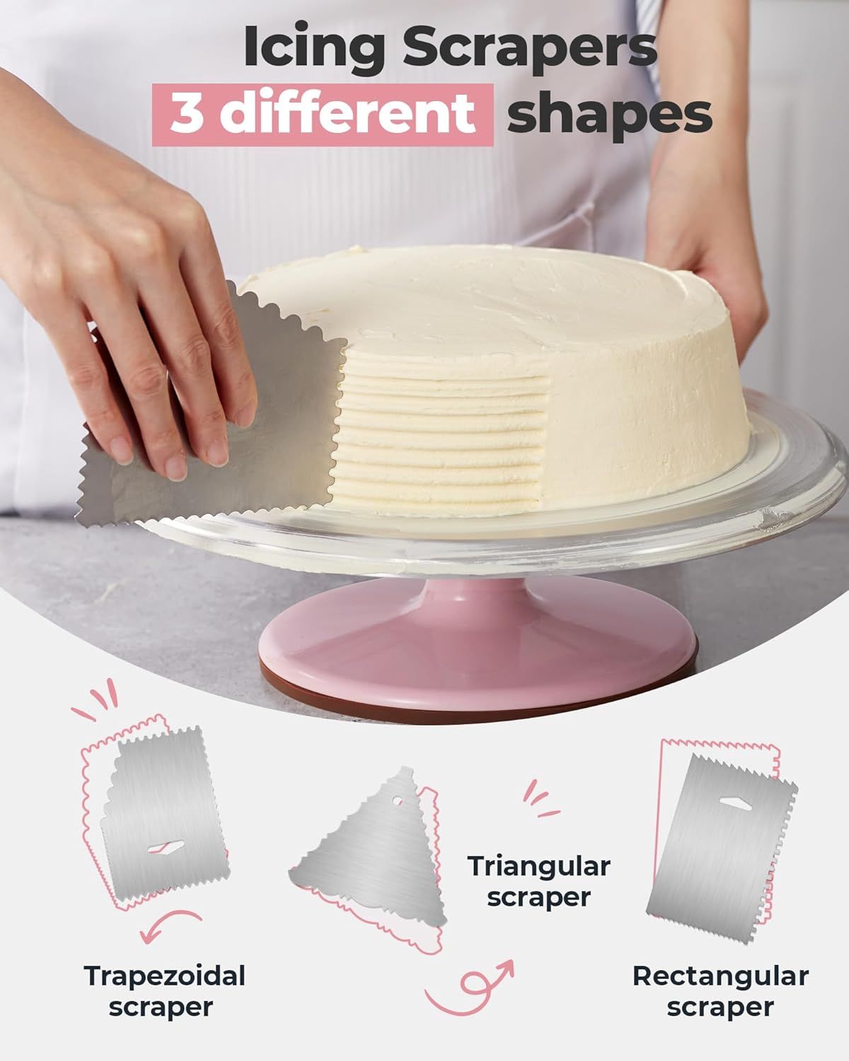 Premium Aluminum Alloy Cake Turntable Set with 3 Icing Scrapers view 4