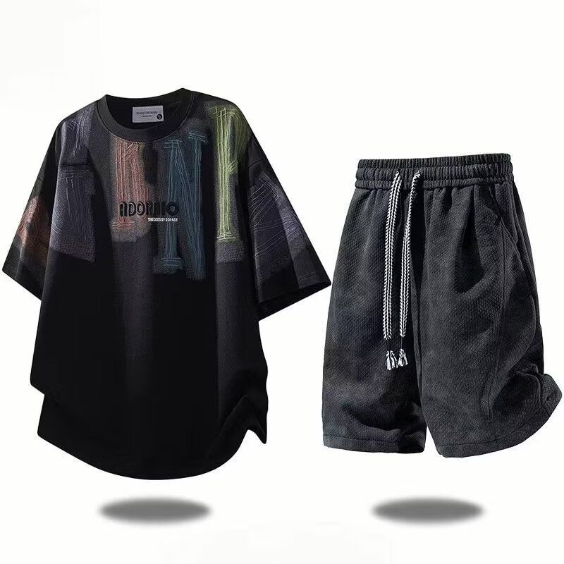 Men's Oversized T-shirt and Shorts Set for Summer Casual Daily Wear view 7