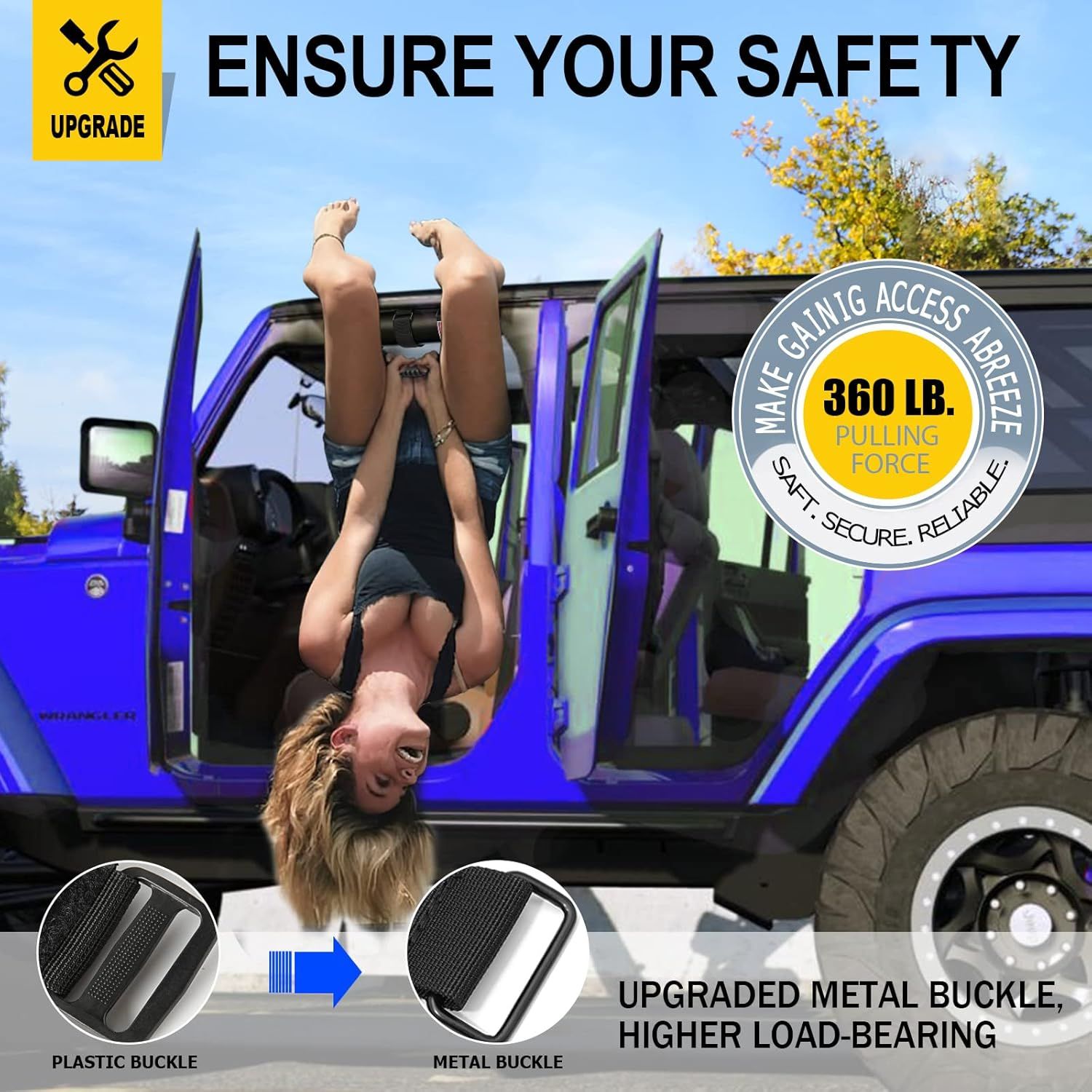 2-Pack Heavy Duty Roll Bar Grab Handles for Jeep Wrangler & Off-Road Vehicles view 2