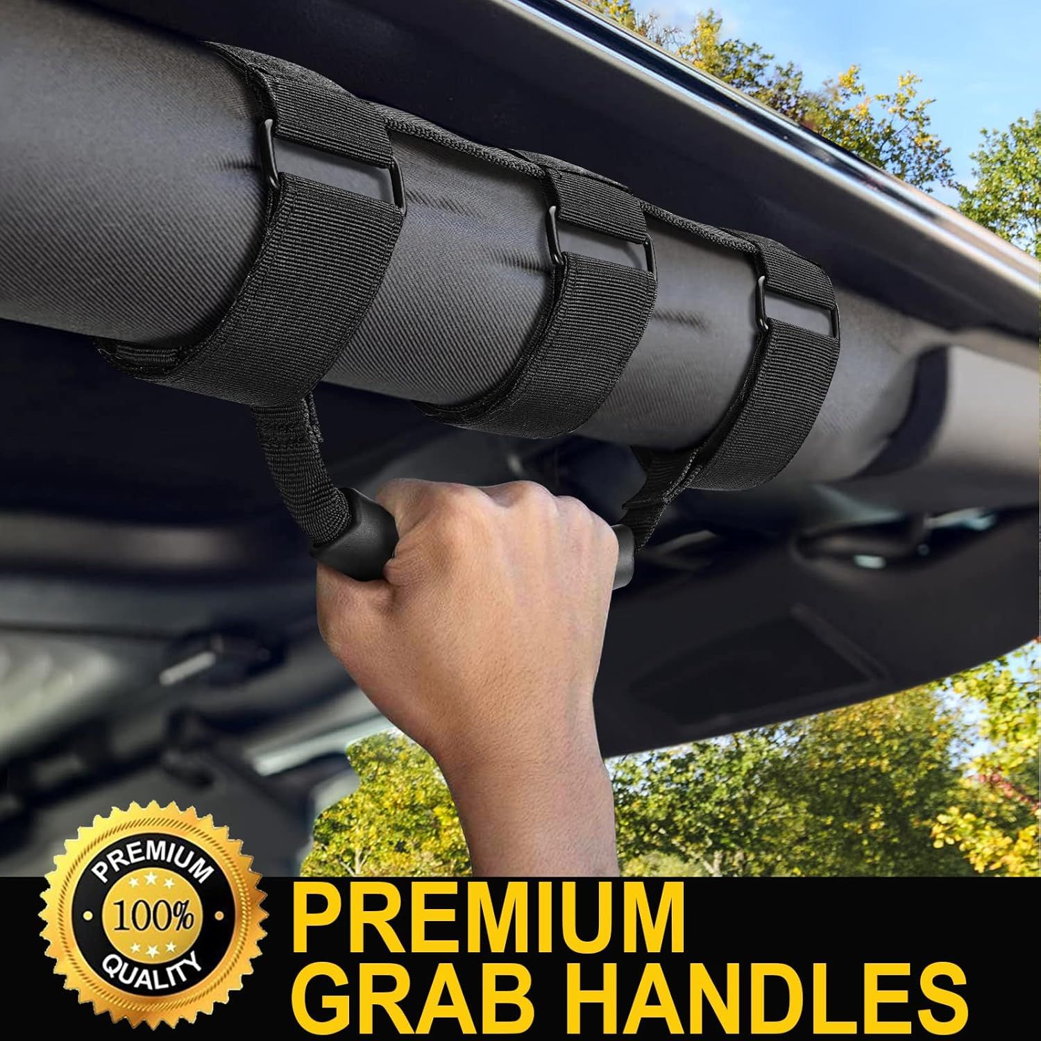 2-Pack Heavy Duty Roll Bar Grab Handles for Jeep Wrangler & Off-Road Vehicles view 3