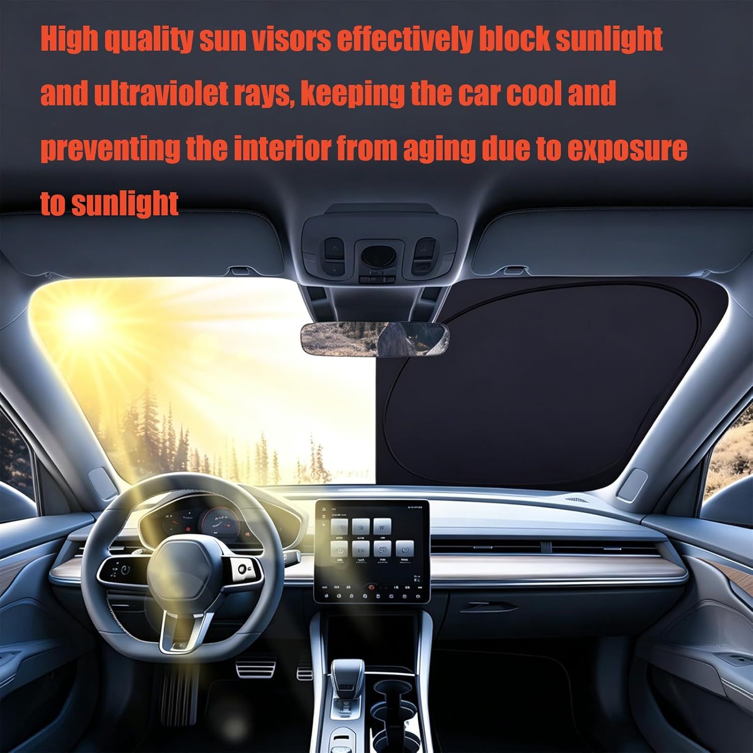 Universal Front Windshield Sun Shade for Cars SUVs Trucks view 2