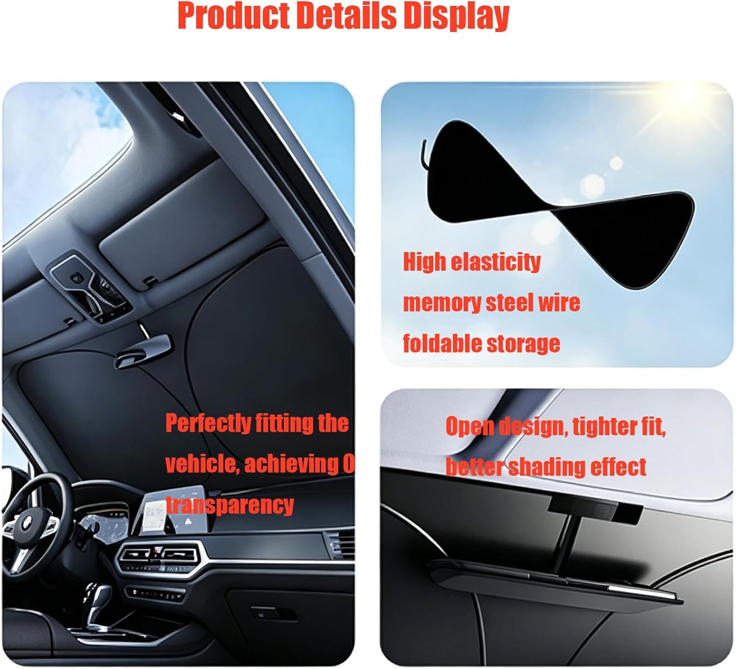 Universal Front Windshield Sun Shade for Cars SUVs Trucks view 5