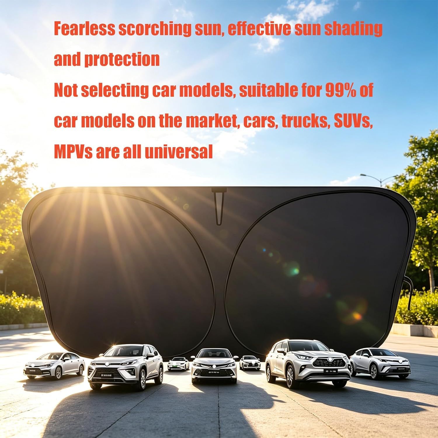 Universal Front Windshield Sun Shade for Sedans & Compact SUVs view 7