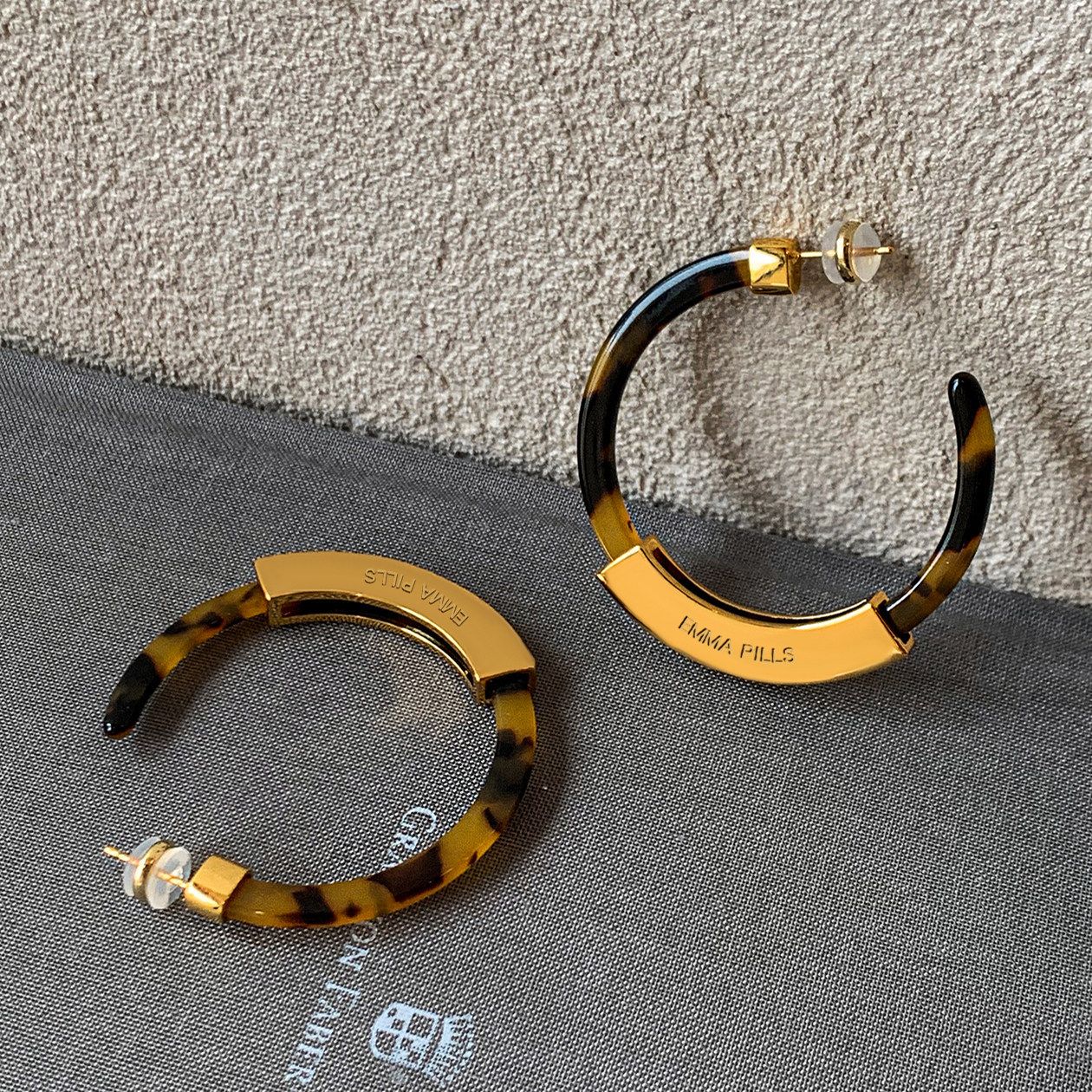 Hoop Earrings for Women Geometry Acrylic Resin Earrings Bohemia Tortoise Shell