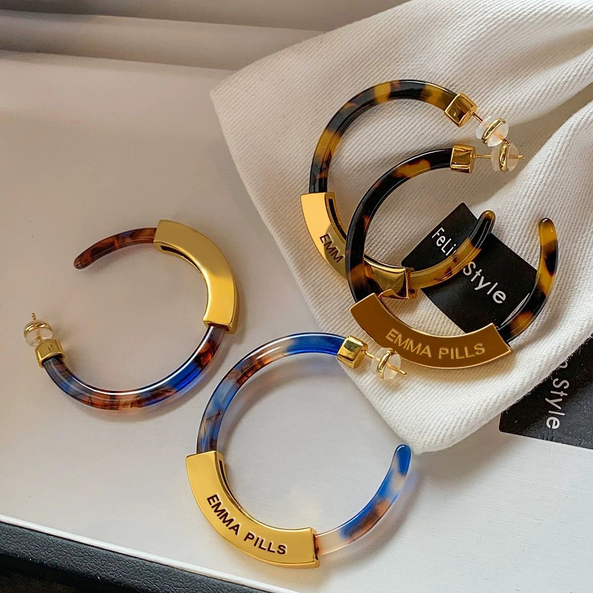 Hoop Earrings for Women Geometry Acrylic Resin Earrings Bohemia Tortoise Shell view 7