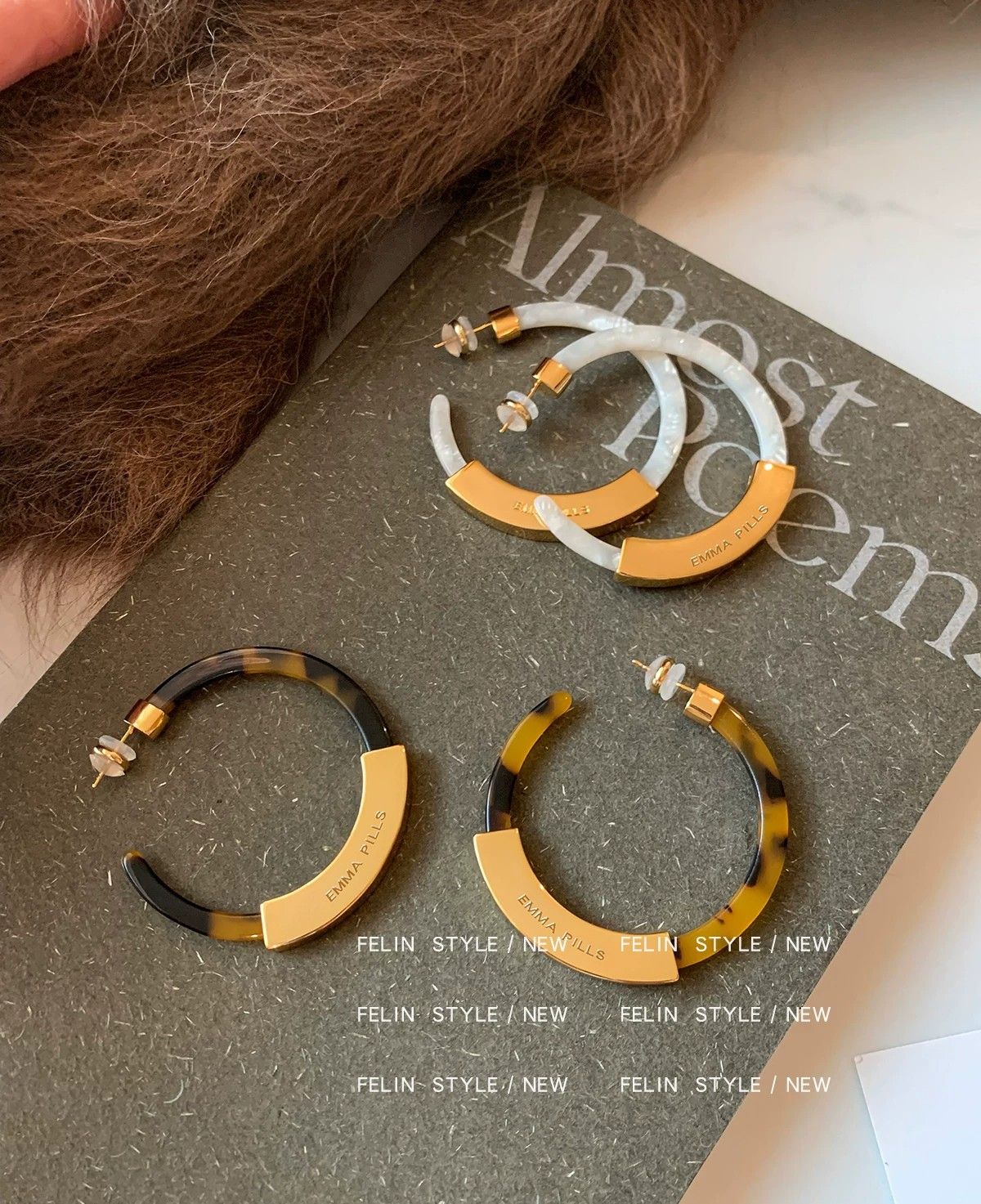 Hoop Earrings for Women Geometry Acrylic Resin Earrings Bohemia Tortoise Shell view 4